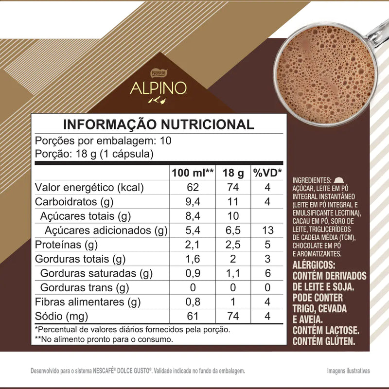 CHOCOCINO ALPINO INTENSE 10 CÁPSULAS